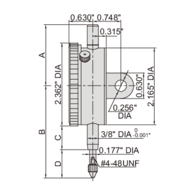 Insize Imperial Lug Back Dial Indicator 0.25" Range Series 2307-025 - Twin Eagle Imports