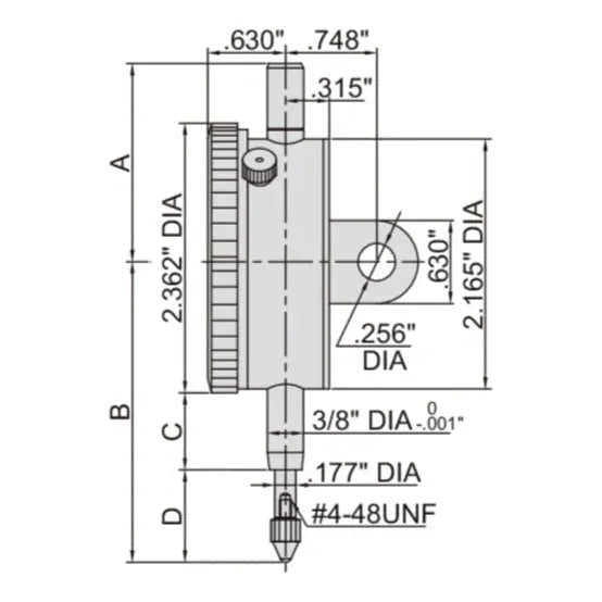 Insize Imperial Lug Back Dial Indicator 1" Range Series 2307-105 - Twin Eagle Imports