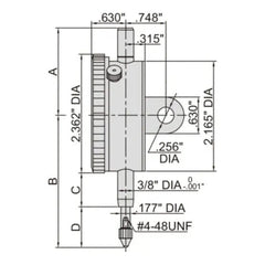 Insize Imperial Lug Back Dial Indicator 1" Range Series 2307-105 - Twin Eagle Imports
