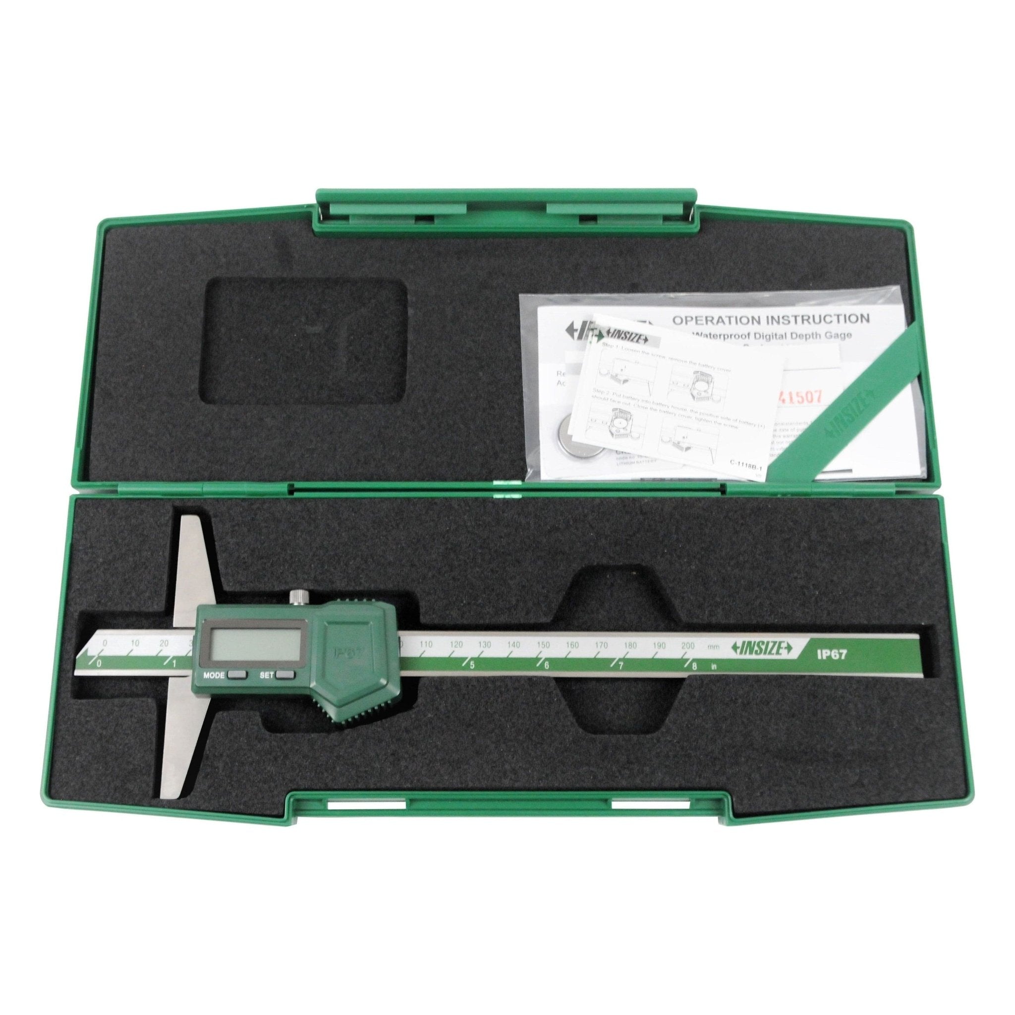 Insize IP67 Digital Depth Gauge 0-200mm / 0-8" Range Series 1149-200 - Twin Eagle Imports