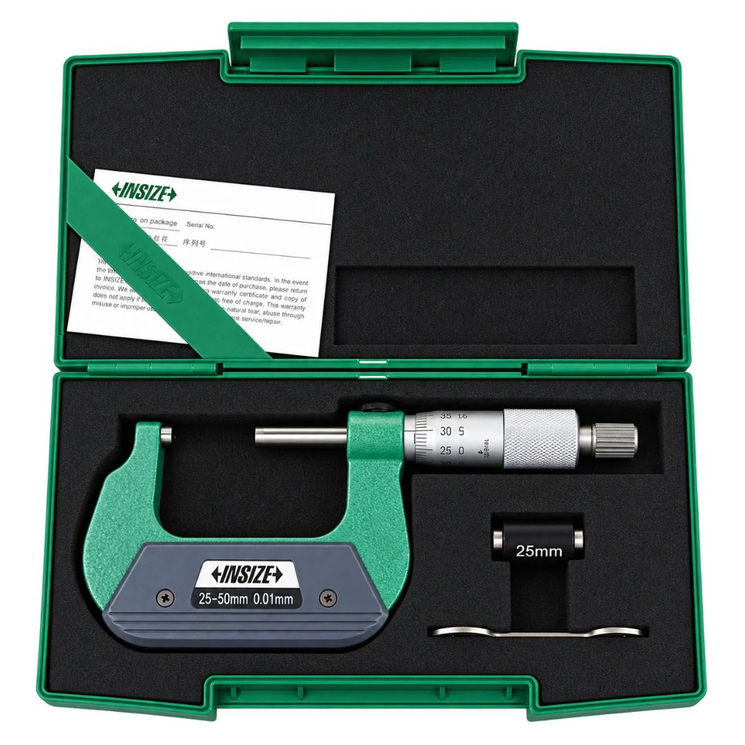Insize Left Hand/Right Hand Outside Micrometer 25-50mm Range Series 3236-50B - Twin Eagle Imports