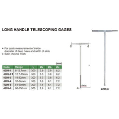 Insize Long Handle Telescopic Gauge 12.7-19mm Range Series 4209-2 - Twin Eagle Imports