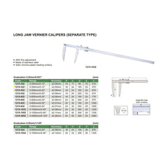 Insize Long Jaw Vernier Caliper 0-300mm/0-12" Range Series 1215-322 - Twin Eagle Imports