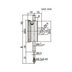 Insize Lug Back Dial Indicator 10mm Range Series 2318-10 - Twin Eagle Imports