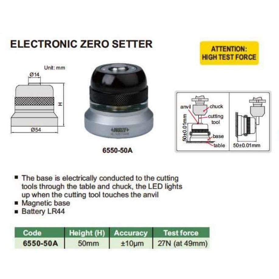 Insize Magnetic Zero Setter 50mm Height Series 6550-50A - Twin Eagle Imports