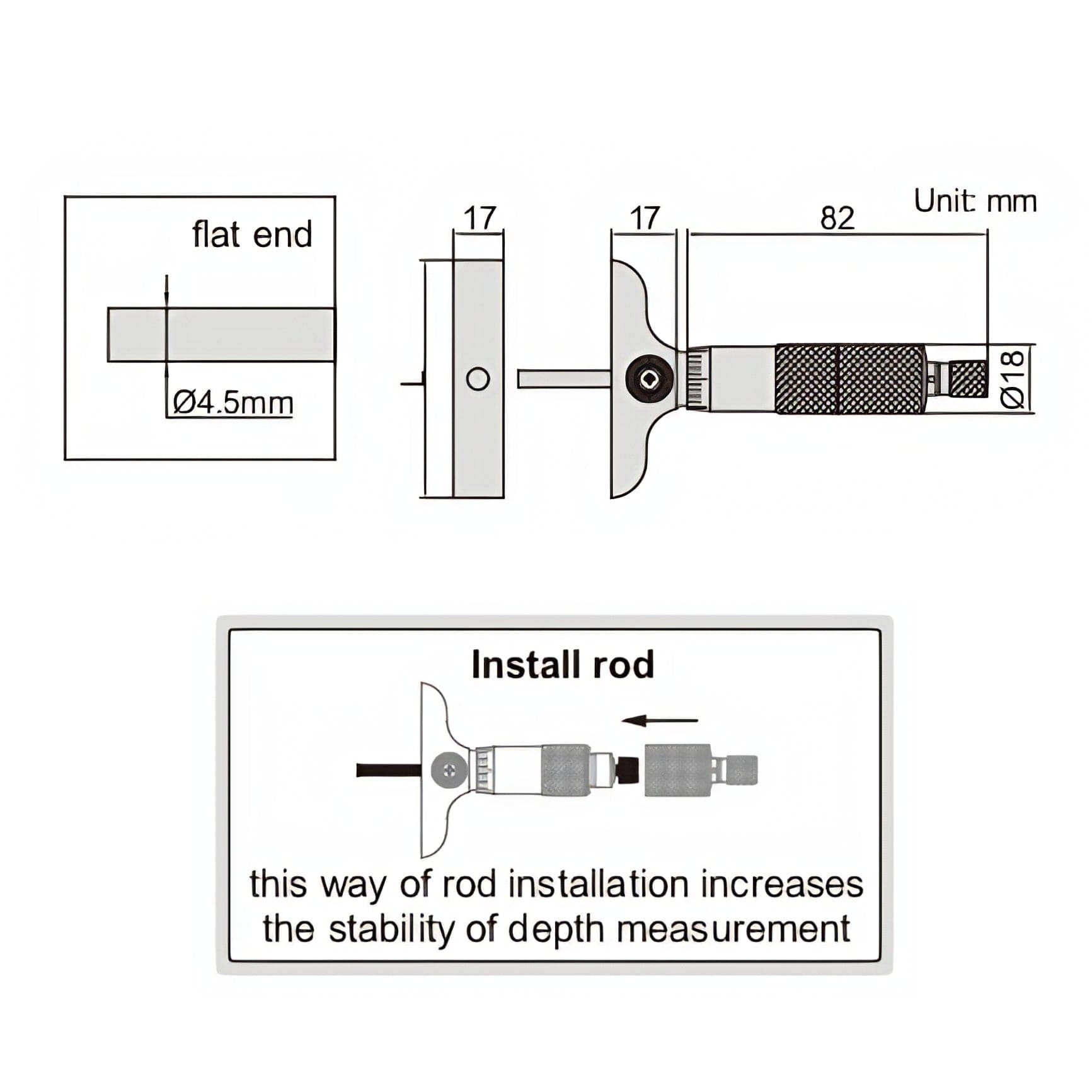 INSIZE Measuring Equipment Insize 2pc Metric Depth Micrometer 0-50mm Range Series 3241-50