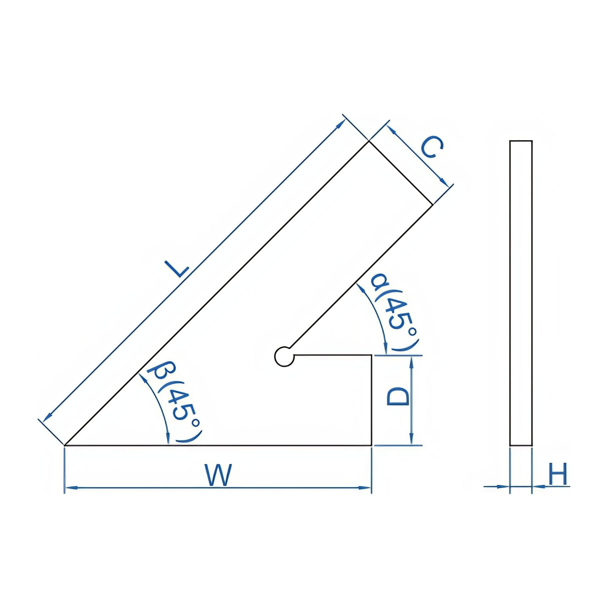 INSIZE Measuring Equipment Insize 45° Square Range Series 200x130mm Series 4745-1200