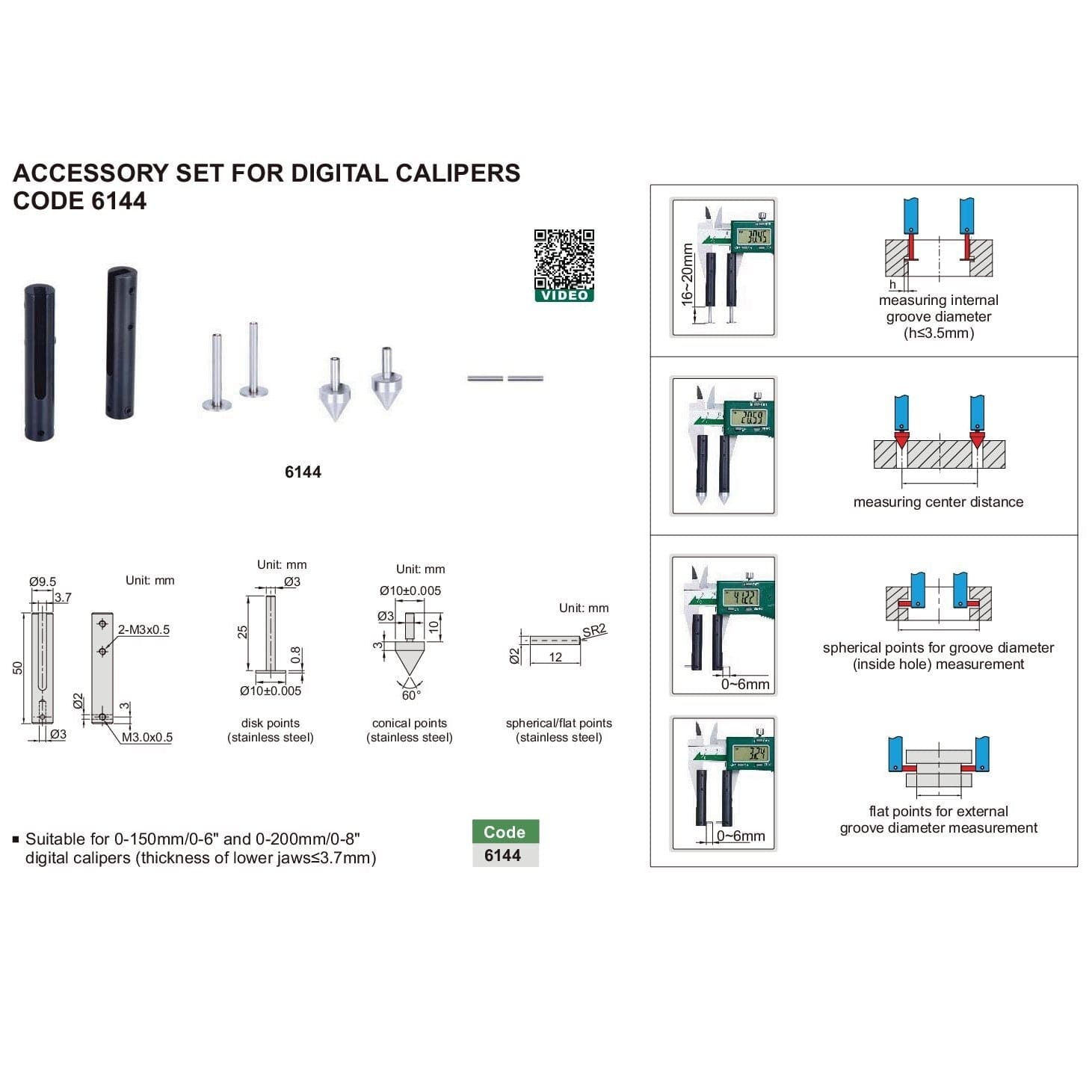 INSIZE Measuring Equipment Insize Accessory Set For Digital Caliper Series 6144