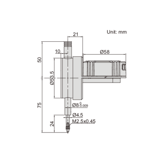 INSIZE Measuring Equipment Insize Back Plunger Digital Indicator 12.7mm/0.5" Range Series 2118-10