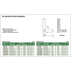 INSIZE MEASURING EQUIPMENT Insize Beveled Edge Square 100×70 mm Grade 0 Series 4790-1000