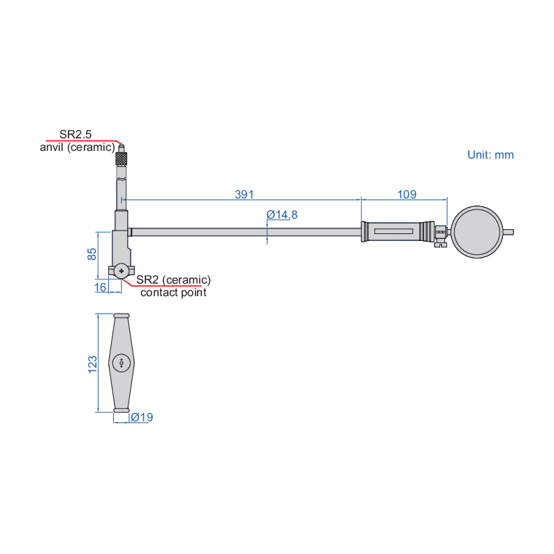 INSIZE Measuring Equipment Insize Bore Gauge 400-800mm x 0.01mm Range Series 2828-800A