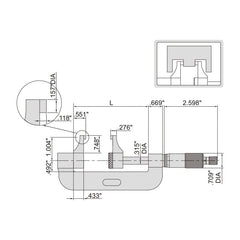 INSIZE Measuring Equipment Insize Caliper Type Micrometer 0-1" Range Series 3238-1