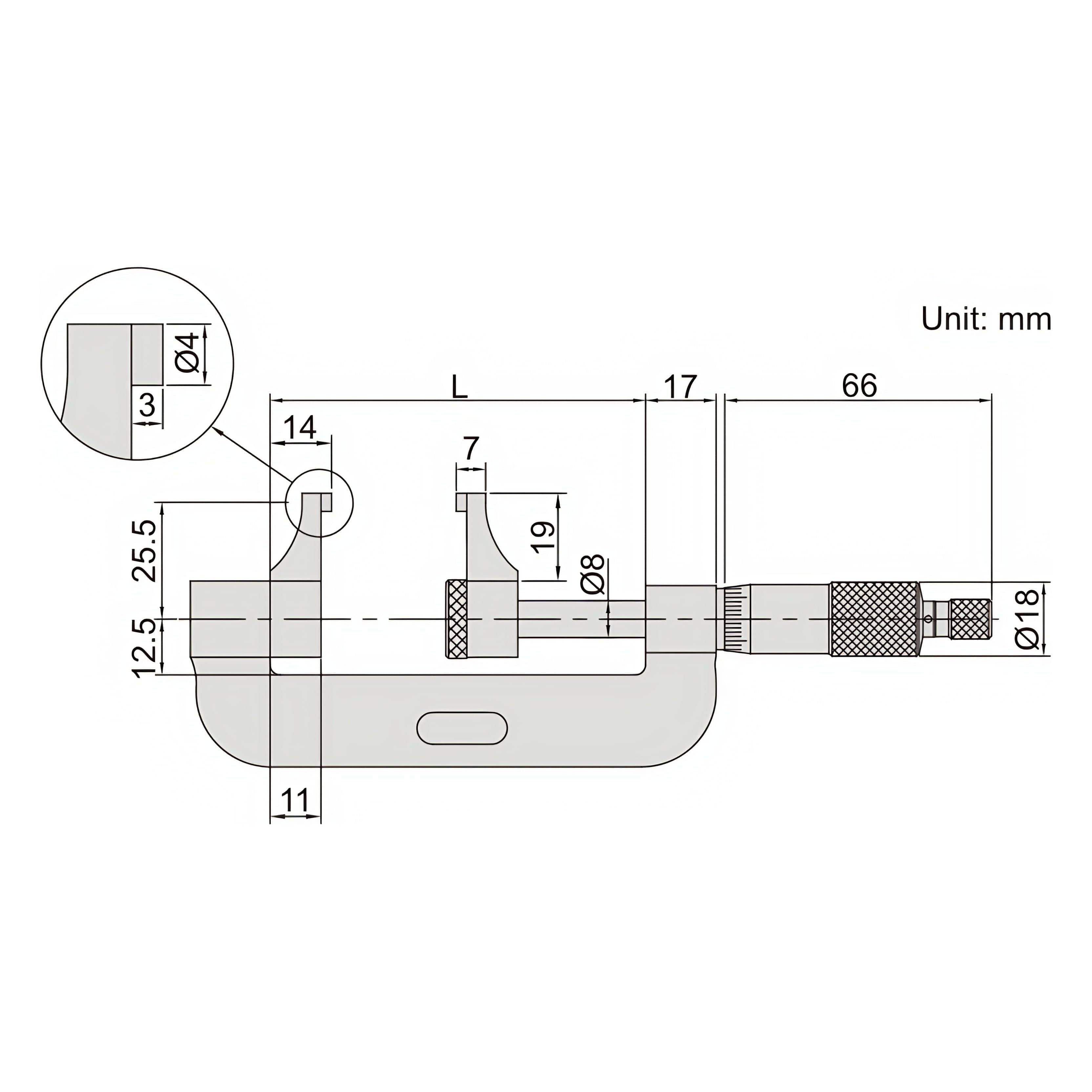 INSIZE Measuring Equipment Insize Caliper Type Micrometer 0-25mm Range Series 3238-25