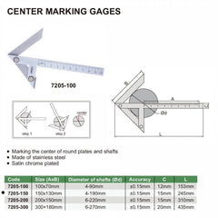 INSIZE Measuring Equipment Insize Center Marking Gauge 150x130mm Range Series 7205-150