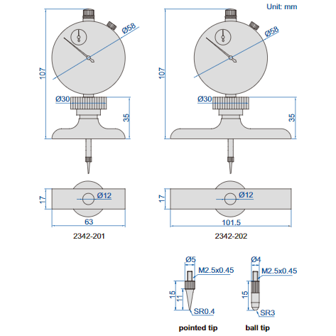 INSIZE Measuring Equipment Insize Dial Depth Gauge 0-300mm x 0.01mm Range Series 2342-201