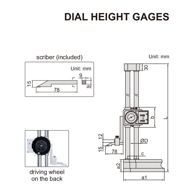 INSIZE Measuring Equipment Insize Dial Height Gauge 0-300mm Range Series 1351-300