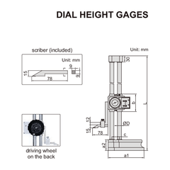 INSIZE Measuring Equipment Insize Dial Height Gauge 0-300mm Range Series 1351-300
