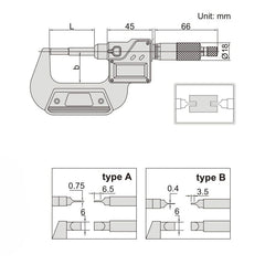 INSIZE Measuring Equipment Insize Digital Blade Micrometer 0-25mm/0-1" Range Series 3532-25A