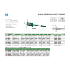 INSIZE Measuring Equipment Insize Digital Double Hook Depth Gauge 0-200mm / 0-8" Range Series 1144-200A