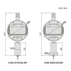 INSIZE Measuring Equipment Insize Digital Mini Short Base Depth Gauge 0-12.7mm/0-0.5" Range Series 2142-101