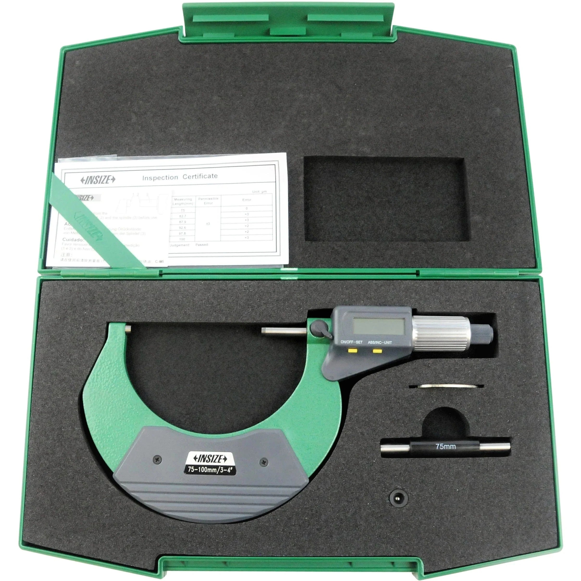 INSIZE Measuring Equipment Insize Digital Outside Micrometer 75-100mm/3-4" Range Series 3109-100A