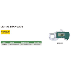 INSIZE Measuring Equipment Insize Digital Snap Gauge 0-12mm/0-0.5" Range Series 2166-12