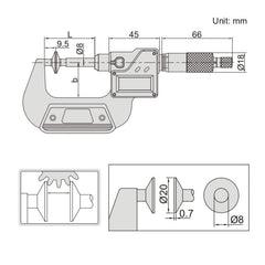 INSIZE Measuring Equipment Insize Digital Spindle Disc Micrometer 0-25mm Range Series 3594-25A