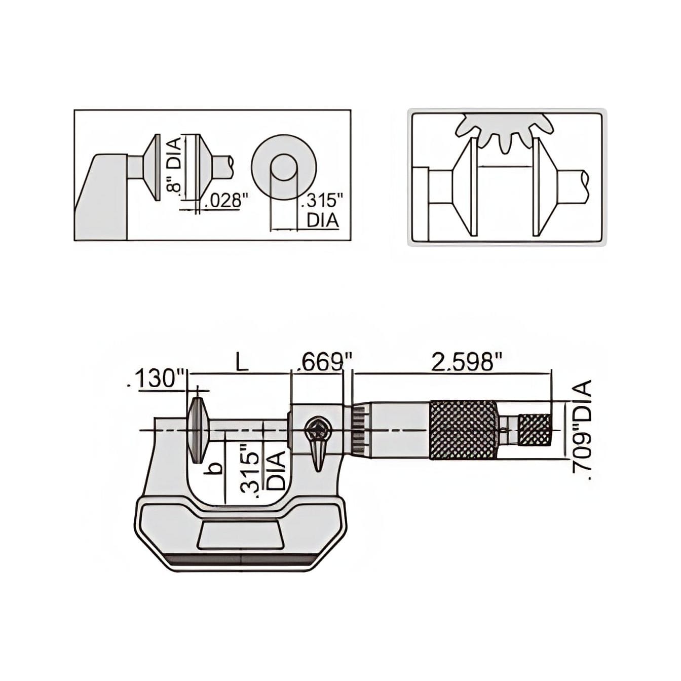 INSIZE MEASURING EQUIPMENT Insize Disc Micrometer 1-2" Range Series 3282-2