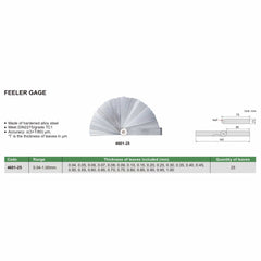 INSIZE Measuring Equipment Insize Feeler Gauge Set 0.04-1mm Range Series 4601-25