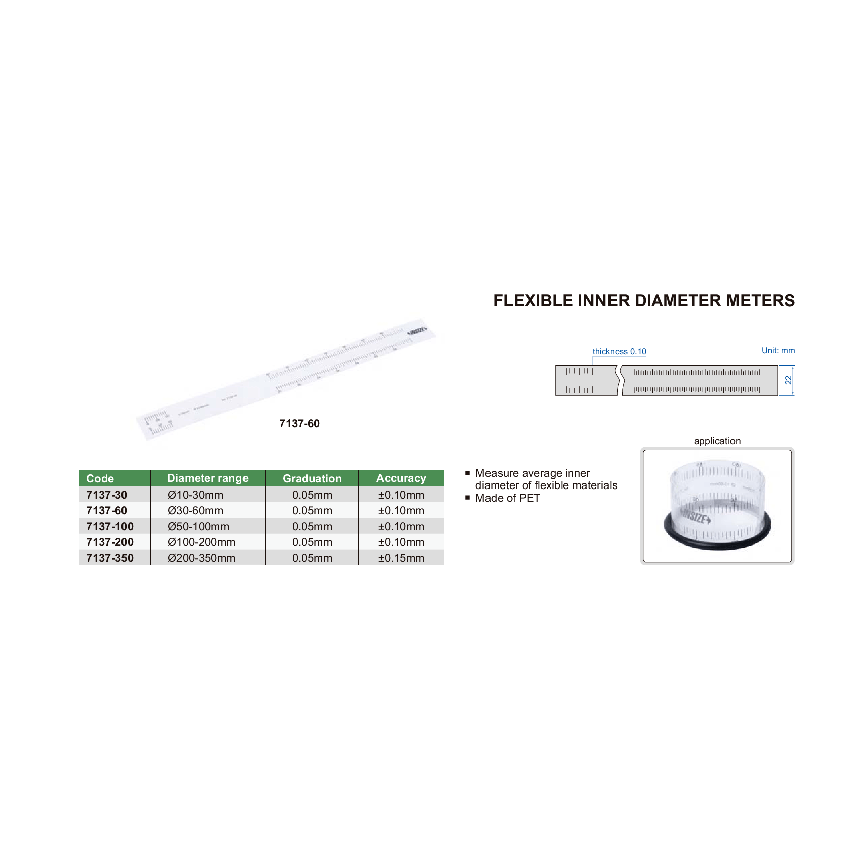 INSIZE Measuring Equipment Insize Flexible Inner Diameter Meter 10–30 mm Range Series 7137-30