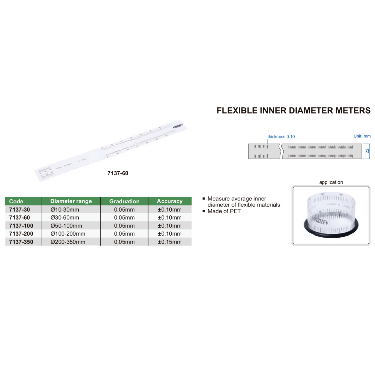 INSIZE Measuring Equipment Insize Flexible Inner Diameter Meter 30–60 mm Range Series 7137-60
