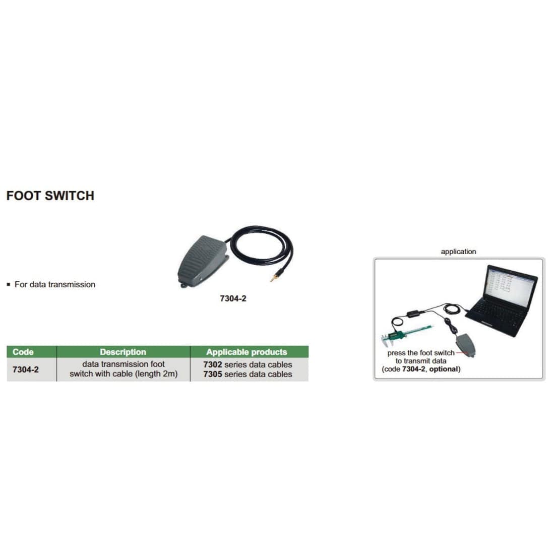 INSIZE MEASURING EQUIPMENT Insize Foot Switch for Data Output Cables Series 7304-2