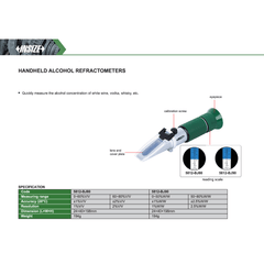 INSIZE MEASURING EQUIPMENT Insize Handheld Alcohol Refractometer 0–50%W/W & 50–80%W/W Series 5812-BJ90