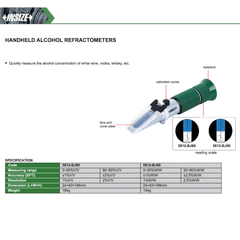 INSIZE MEASURING EQUIPMENT Insize Handheld Alcohol Refractometer 0–60%V/V & 60–80%V/V Series 5812-BJ80