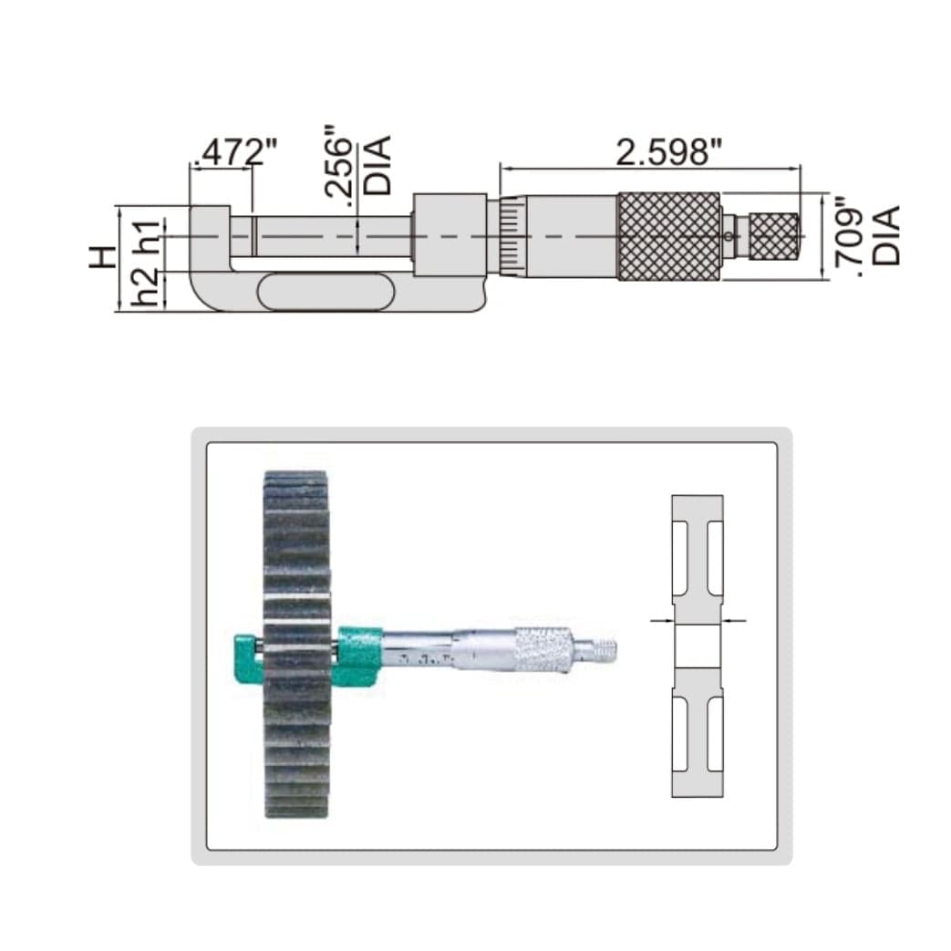 INSIZE Measuring Equipment Insize Hub Micrometer 0-1" Range Series 3292-1