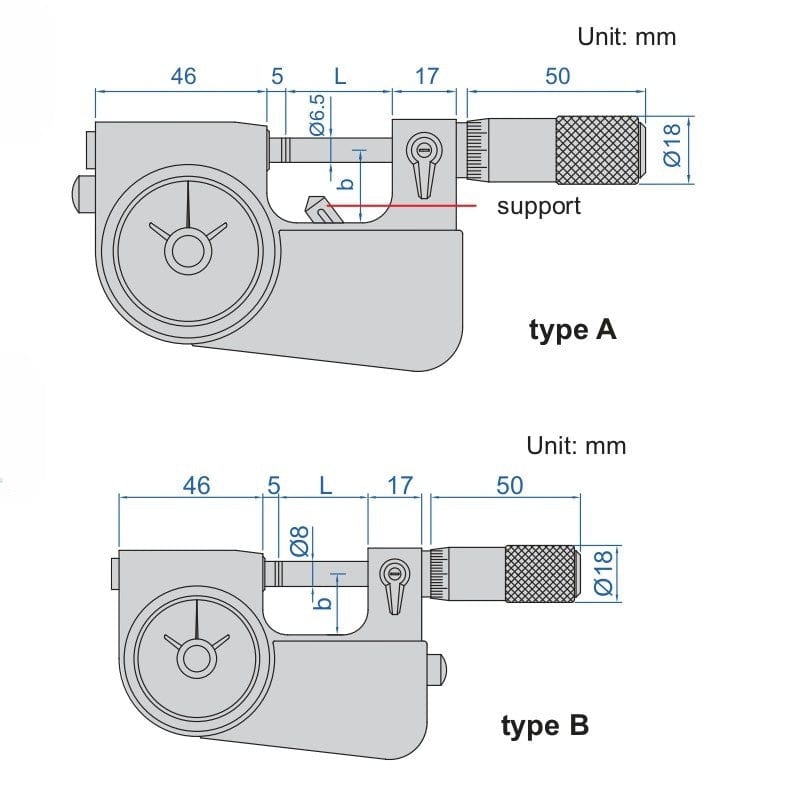 INSIZE Measuring Equipment Insize Indicating Micrometer with Support 25-50mm Range Series 3332-50