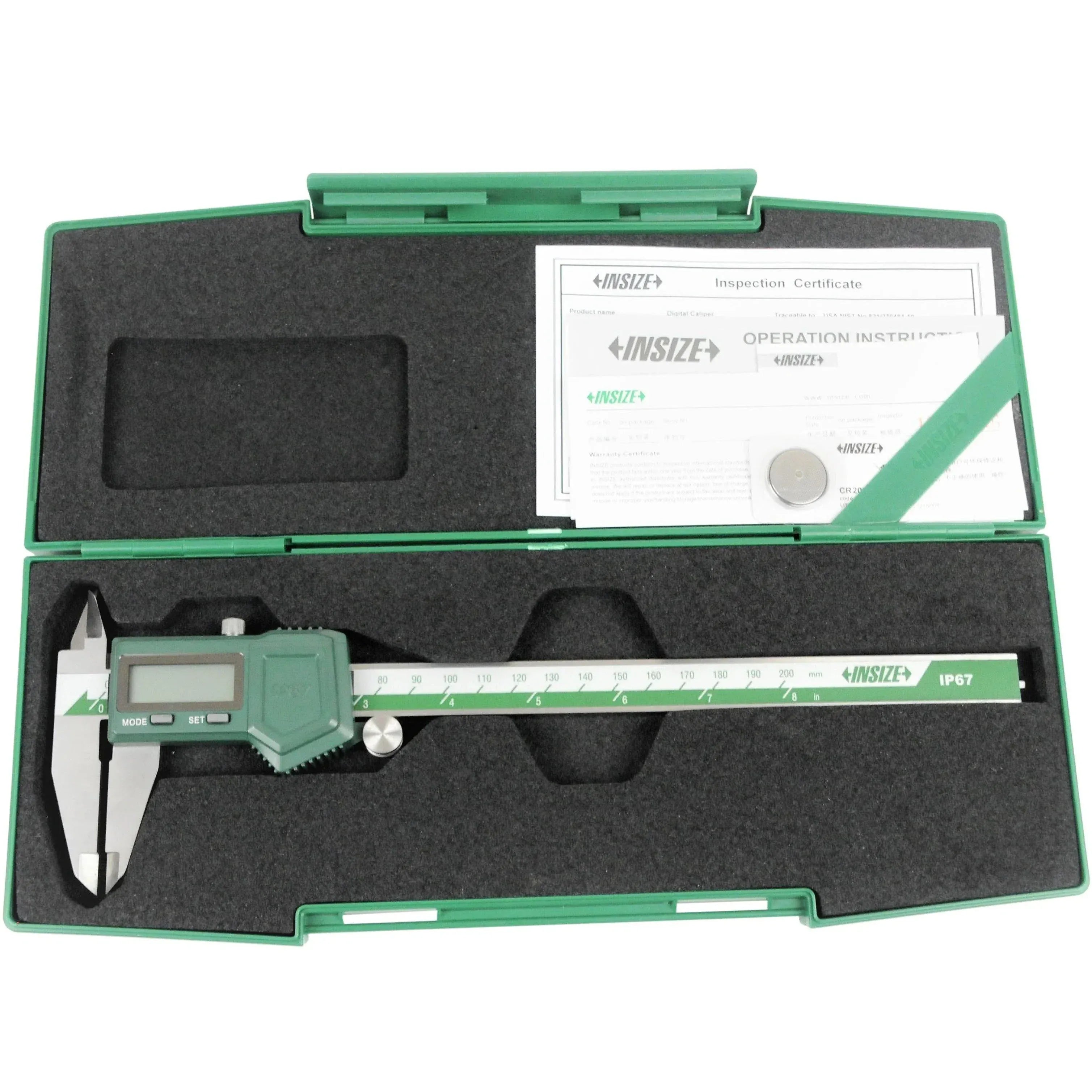 INSIZE MEASURING EQUIPMENT Insize IP67 Digital Caliper 0-200mm/0-8" Range Series 1118-200B