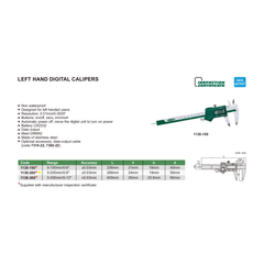 INSIZE Measuring Equipment Insize Left Hand Digital Caliper 0-200mm/0-8" Range Series 1130-200