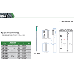 INSIZE Measuring Equipment Insize Long Handle 58.2″ × 0.571″ Series 7351-1EX13