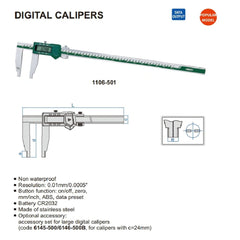 INSIZE Measuring Equipment Insize Long Jaw Digital Caliper  0-2000mm / 0-80" Range Series 1106-2002