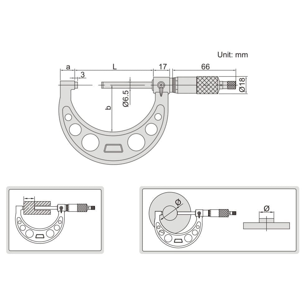 INSIZE Measuring Equipment Insize Long Spindle Outside Micrometer 50-75mm Range Series 3209-75