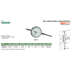 INSIZE Measuring Equipment Insize Long Stroke Dial Indicator 30mm Range Series 2889-30