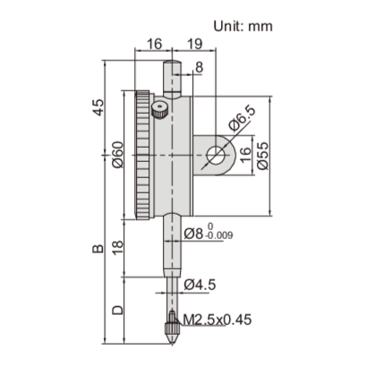 INSIZE Measuring Equipment Insize Lug Back Dial Indicator 20mm Range Series 2318-20