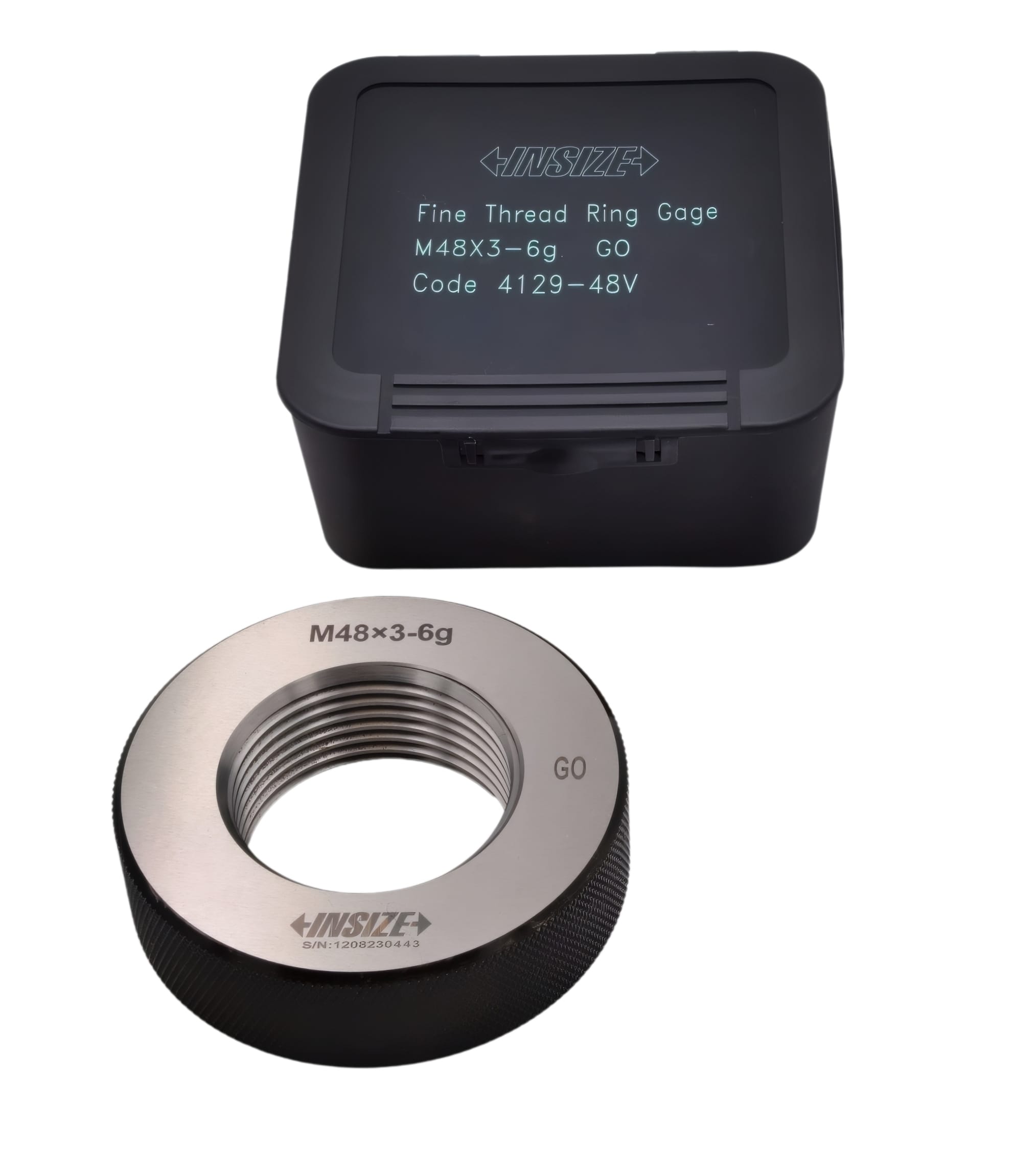 INSIZE MEASURING EQUIPMENT Insize Metric Fine Thread Ring Gauge GO M48 x 3.0 Class 6g Series 4129-48V