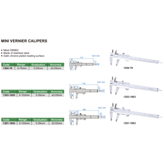 INSIZE Measuring Equipment Insize Mini Vernier Caliper 0-100mm Range Series 1201-1003