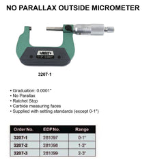 INSIZE Measuring Equipment Insize Outside Micrometer 0-1" Range Series 3207-1