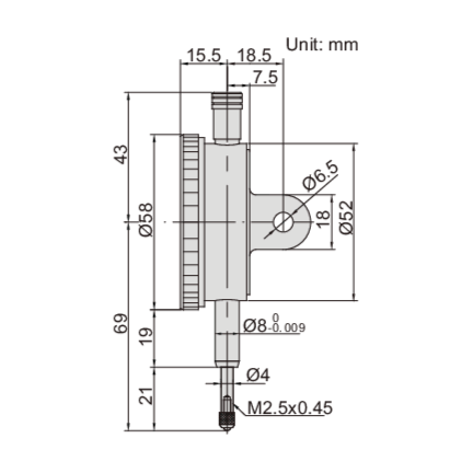 INSIZE Measuring Equipment Insize Precision Dial Indicator 0-1mm x 0.001mm Range Series 2830-1