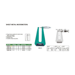 INSIZE Measuring Equipment Insize Sheet Metal Micrometer 0-1" Range Series 3239-13