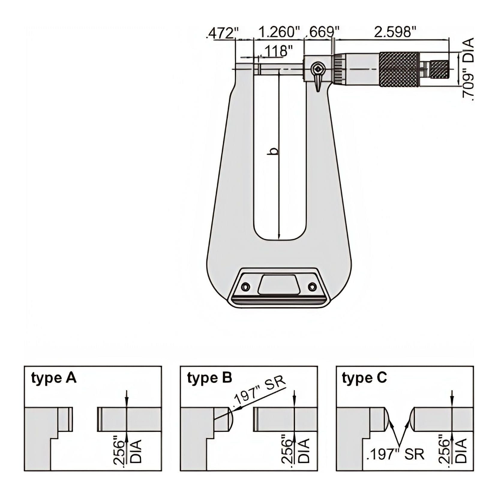 INSIZE Measuring Equipment Insize Sheet Metal Micrometer 0-1" Range Series 3239-13