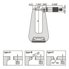 INSIZE Measuring Equipment Insize Sheet Metal Micrometer 0-1" Range Series 3239-13